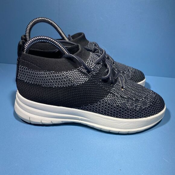 FITFLOP Uberknit Women High Top Slip-On Sneaker US 5EU 36 Black E91 -461 - Picture 3 of 7